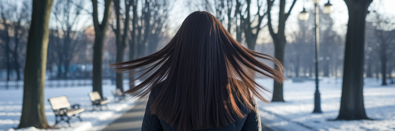 Woman with healthy winter hair.