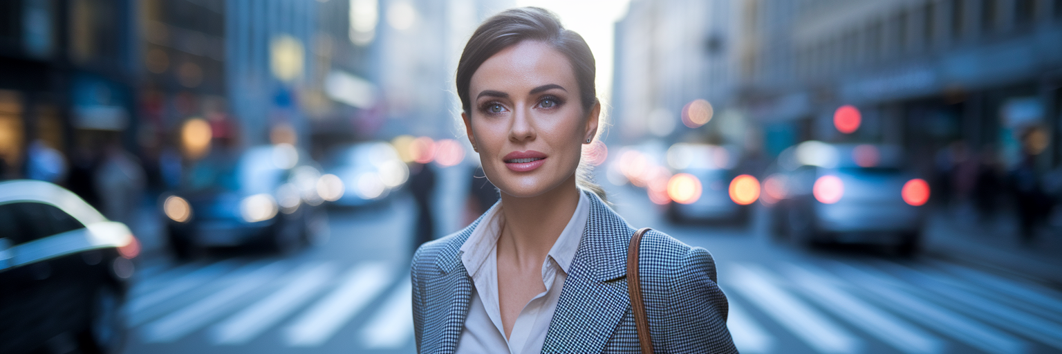 Femeie cu machiaj profesional în București.